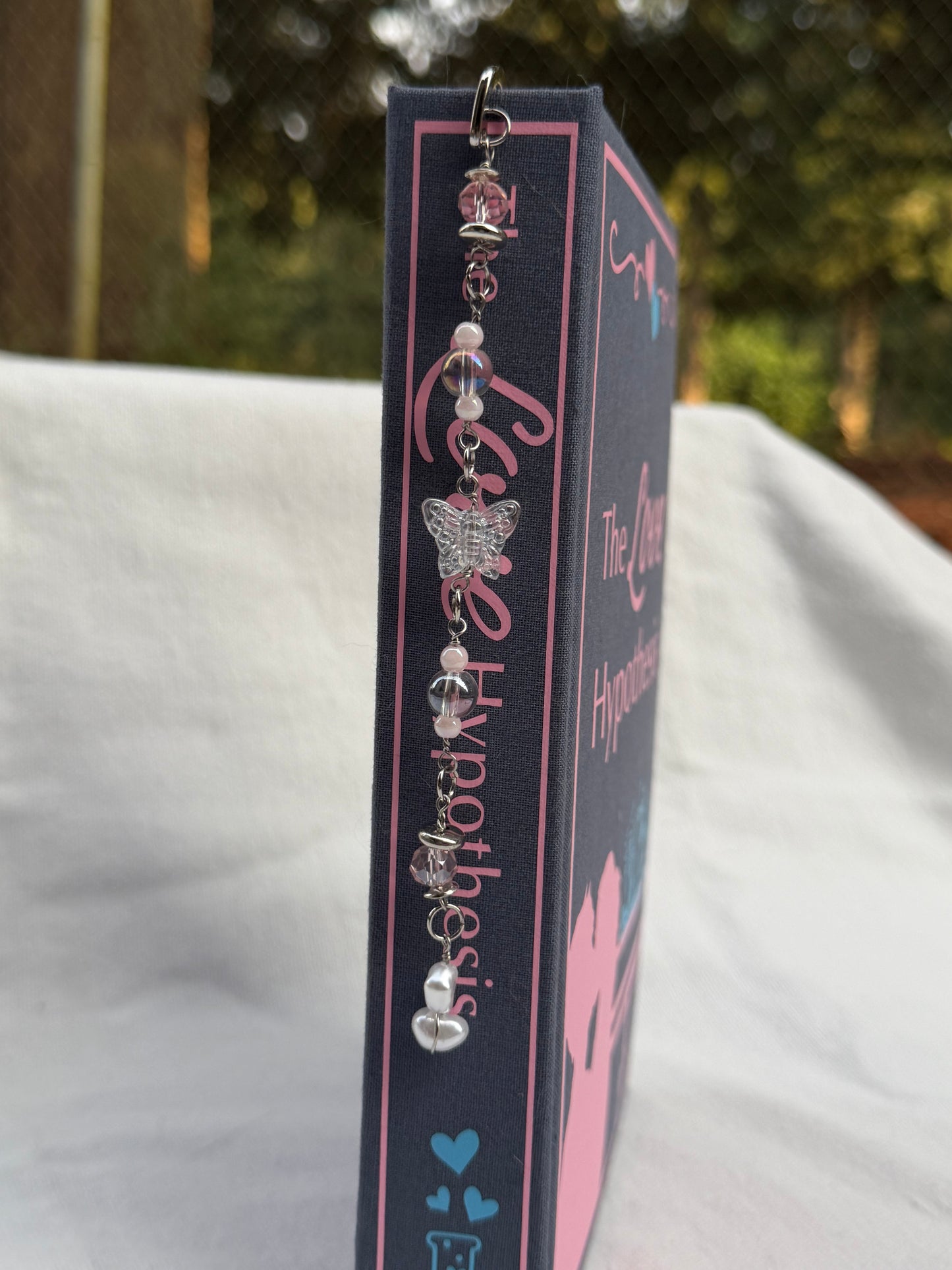 Pink Butterfly Beaded Bookmark