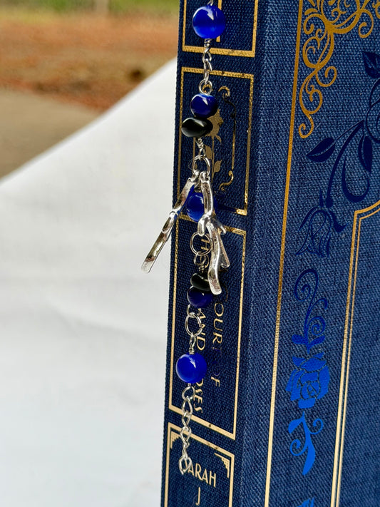 Blue Bat Boys Beaded Bookmark