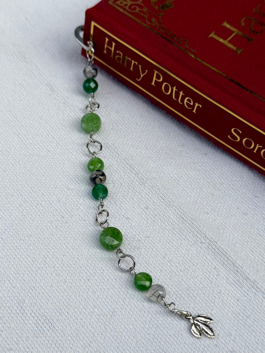 Mossy Green Beaded Bookmark