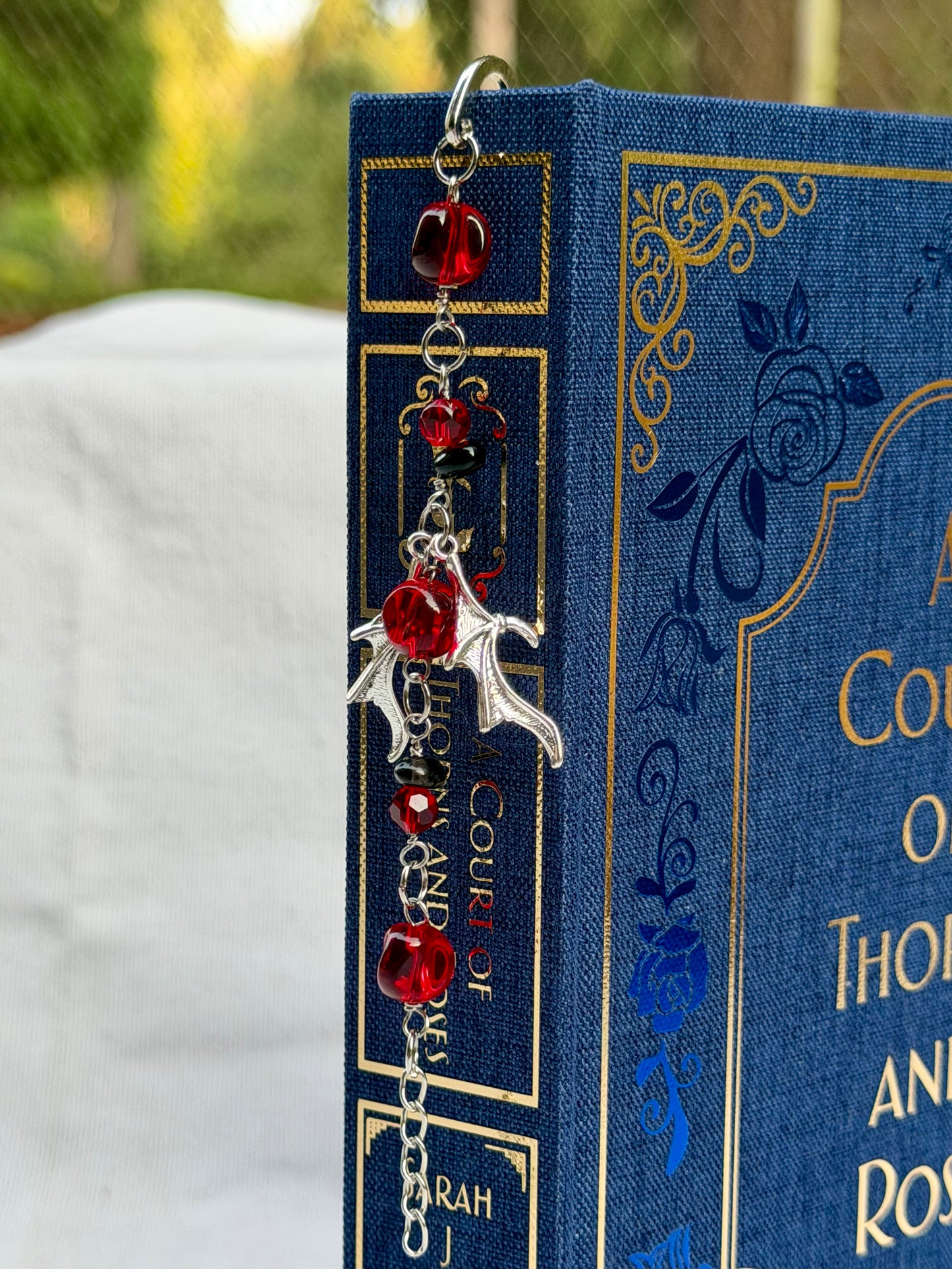 Red Bat Boys Beaded Bookmark