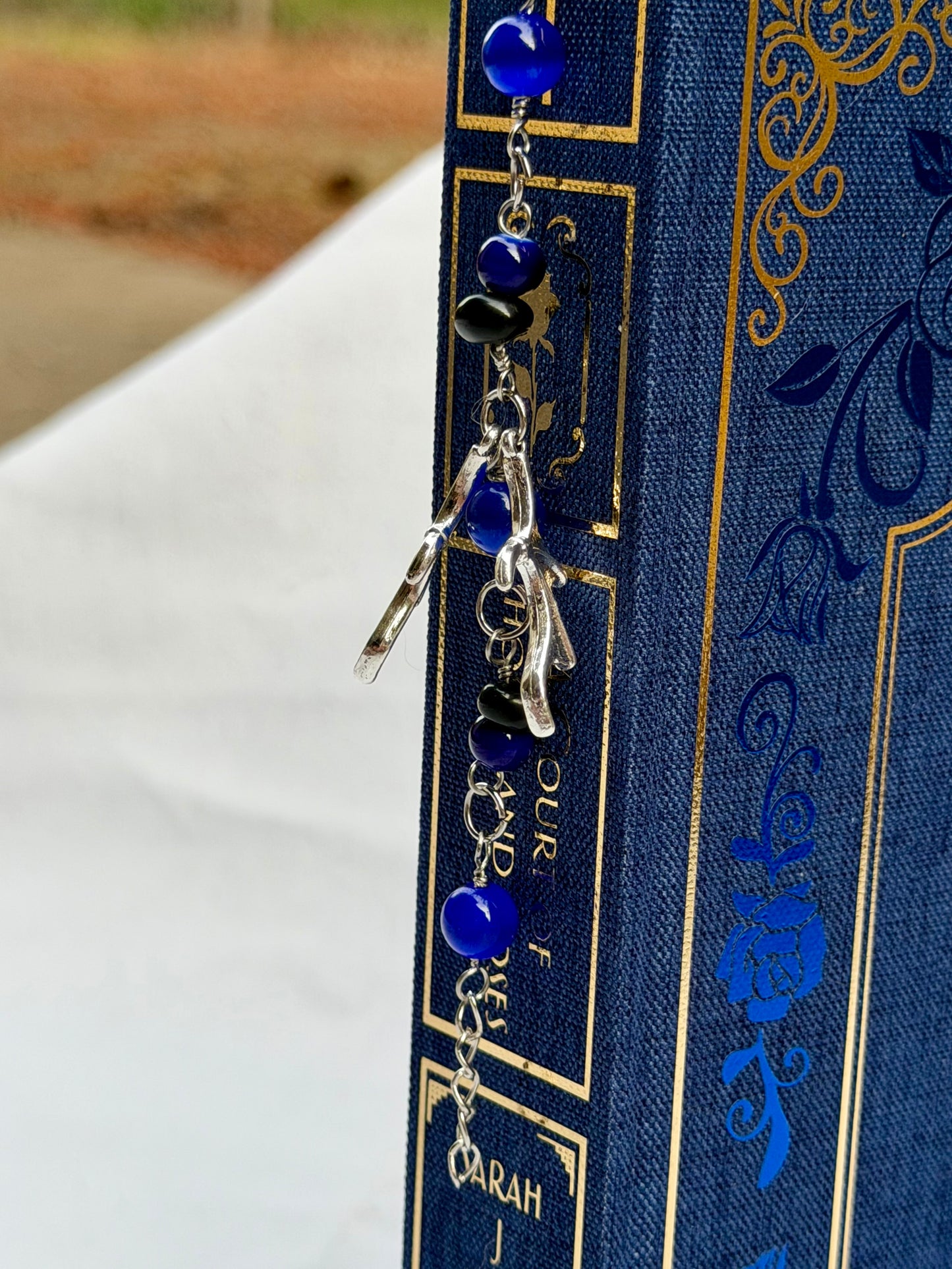 Blue Bat Boys Beaded Bookmark
